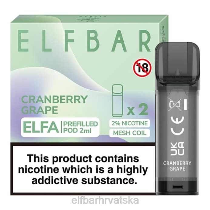 Elf Bar 1500 - ELFBAR elfa napunjena kapsula - 2 ml - 20 mg (2 pakiranja) 8D4H127 brusnica grožđa