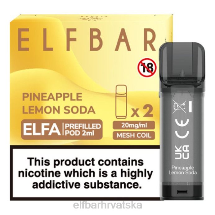 Elf Bar 5000 Hrvatska - ELFBAR elfa napunjena kapsula - 2 ml - 20 mg (2 pakiranja) 8D4H134 ananas limun soda