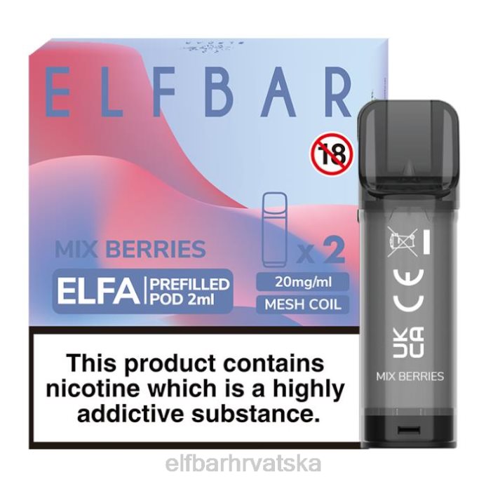 Elf Bar Hrvatska - ELFBAR elfa napunjena kapsula - 2 ml - 20 mg (2 pakiranja) 8D4H132 pomiješati bobičasto voće