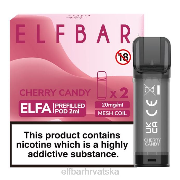 Elf Bar Okusi - ELFBAR elfa napunjena kapsula - 2 ml - 20 mg (2 pakiranja) 8D4H131 slatkiš od trešnje