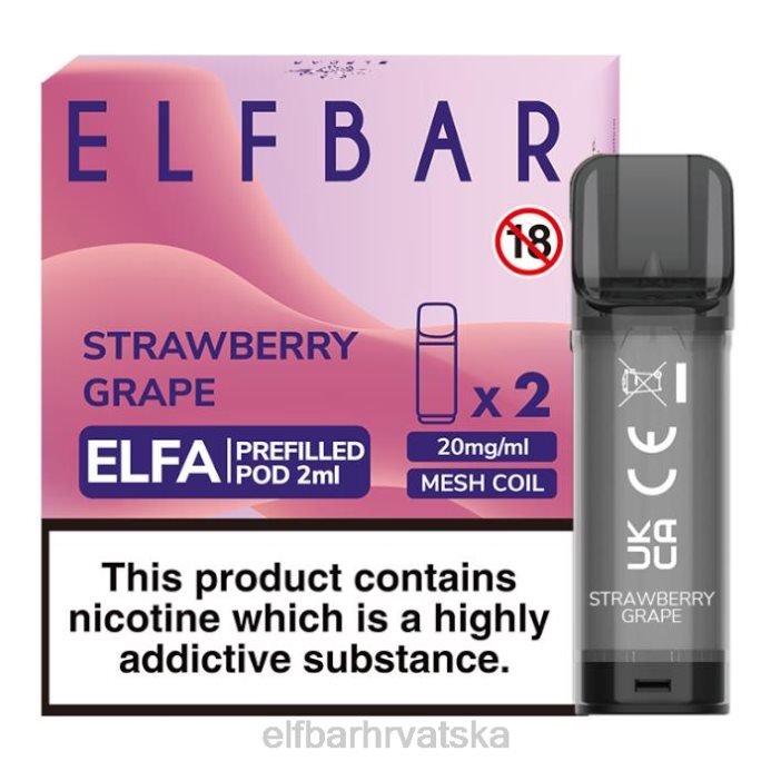 Elf Bar Tisak - ELFBAR elfa napunjena kapsula - 2 ml - 20 mg (2 pakiranja) 8D4H130 jagoda grožđe